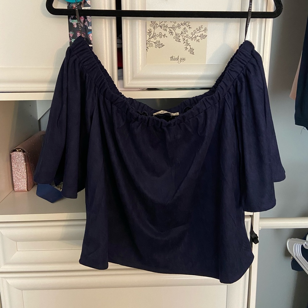 Essue Off The Shoulder Navy Blue Top
